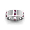 Load image into Gallery viewer, channel-set-3-stone-diamond-mens-wedding-band-anniversary-ring-with-pink-sapphire-in-14K-white-gold-FDM8113BGSADRPIANGLE5-NL-WG.jpg