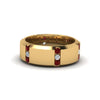 Load image into Gallery viewer, channel-set-3-stone-diamond-mens-wedding-band-anniversary-ring-with-ruby-in-14K-yellow-gold-FDM8113BGRUDR-NL-YG.jpg