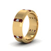 Load image into Gallery viewer, channel-set-3-stone-diamond-mens-wedding-band-anniversary-ring-with-ruby-in-14K-yellow-gold-FDM8113BGRUDRANGLE2-NL-YG.jpg