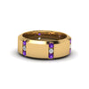 Load image into Gallery viewer, channel-set-3-stone-diamond-mens-wedding-band-anniversary-ring-with-violac-topaz-in-14K-yellow-gold-FDM8113BGVITO-NL-YG.jpg