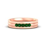 Load image into Gallery viewer, channel-set-5-stone-emerald-mens-engagement-ring-in-rose-gold-fdm1212gemgr-nl-rg
