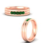 Load image into Gallery viewer, channel-set-5-stone-emerald-mens-engagement-ring-in-rose-gold-fdm1212gemgrangle3-nl-rg