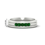 Load image into Gallery viewer, channel-set-5-stone-emerald-mens-engagement-ring-in-white-gold-fdm1212gemgr-nl-wg-hw