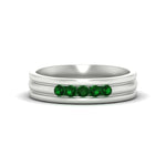 Load image into Gallery viewer, channel-set-5-stone-emerald-mens-engagement-ring-in-white-gold-fdm1212gemgr-nl-wg