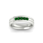 Load image into Gallery viewer, channel-set-5-stone-emerald-mens-engagement-ring-in-white-gold-fdm1212gemgrangle5-nl-wg