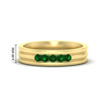 Load image into Gallery viewer, channel-set-5-stone-emerald-mens-engagement-ring-in-yellow-gold-fdm1212gemgr-nl-yg-hw