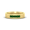 Load image into Gallery viewer, channel-set-5-stone-emerald-mens-engagement-ring-in-yellow-gold-fdm1212gemgr-nl-yg