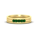 Load image into Gallery viewer, channel-set-5-stone-emerald-mens-engagement-ring-in-yellow-gold-fdm1212gemgr-nl-yg