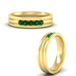 Load image into Gallery viewer, channel-set-5-stone-emerald-mens-engagement-ring-in-yellow-gold-fdm1212gemgrangle3-nl-yg