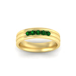 Load image into Gallery viewer, channel-set-5-stone-emerald-mens-engagement-ring-in-yellow-gold-fdm1212gemgrangle5-nl-yg