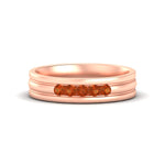 Load image into Gallery viewer, channel-set-5-stone-orange-sapphire-mens-engagement-ring-in-rose-gold-fdm1212gsaor-nl-rg