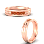 Load image into Gallery viewer, channel-set-5-stone-orange-sapphire-mens-engagement-ring-in-rose-gold-fdm1212gsaorangle3-nl-rg
