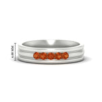 Load image into Gallery viewer, channel-set-5-stone-orange-sapphire-mens-engagement-ring-in-white-gold-fdm1212gsaor-nl-wg-hw