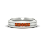 Load image into Gallery viewer, channel-set-5-stone-orange-sapphire-mens-engagement-ring-in-white-gold-fdm1212gsaor-nl-wg