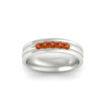 Load image into Gallery viewer, channel-set-5-stone-orange-sapphire-mens-engagement-ring-in-white-gold-fdm1212gsaorangle5-nl-wg