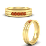 Load image into Gallery viewer, channel-set-5-stone-orange-sapphire-mens-engagement-ring-in-yellow-gold-fdm1212gsaorangle3-nl-yg