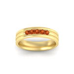 Load image into Gallery viewer, channel-set-5-stone-orange-sapphire-mens-engagement-ring-in-yellow-gold-fdm1212gsaorangle5-nl-yg