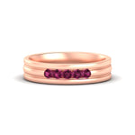 Load image into Gallery viewer, channel-set-5-stone-pink-sapphire-mens-engagement-ring-in-rose-gold-fdm1212gsadrpi-nl-rg