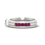Load image into Gallery viewer, channel-set-5-stone-pink-sapphire-mens-engagement-ring-in-white-gold-fdm1212gsadrpi-nl-wg-hw