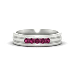 Load image into Gallery viewer, channel-set-5-stone-pink-sapphire-mens-engagement-ring-in-white-gold-fdm1212gsadrpi-nl-wg