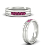 Load image into Gallery viewer, channel-set-5-stone-pink-sapphire-mens-engagement-ring-in-white-gold-fdm1212gsadrpiangle3-nl-wg
