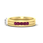 Load image into Gallery viewer, channel-set-5-stone-pink-sapphire-mens-engagement-ring-in-yellow-gold-fdm1212gsadrpi-nl-yg-hw