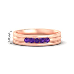 Load image into Gallery viewer, channel-set-5-stone-purple-amethyst-mens-engagement-ring-in-rose-gold-fdm1212gvito-nl-rg-hw