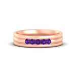 Load image into Gallery viewer, channel-set-5-stone-purple-amethyst-mens-engagement-ring-in-rose-gold-fdm1212gvito-nl-rg