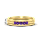 Load image into Gallery viewer, channel-set-5-stone-purple-amethyst-mens-engagement-ring-in-yellow-gold-fdm1212gvito-nl-yg-hw