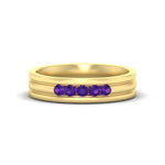 Load image into Gallery viewer, channel-set-5-stone-purple-amethyst-mens-engagement-ring-in-yellow-gold-fdm1212gvito-nl-yg