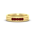 Load image into Gallery viewer, channel-set-5-stone-ruby-mens-engagement-ring-in-yellow-gold-fdm1212grudr-nl-yg