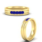 Load image into Gallery viewer, channel-set-5-stone-sapphire-mens-engagement-ring-in-yellow-gold-fdm1212gsablangle3-nl-yg