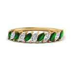 Load image into Gallery viewer, cheap-marquise-stack-diamond-band-with-emerald-in-yellow-gold-FD9726BGEMGR-NL-YG.jpg