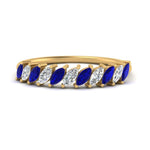 Load image into Gallery viewer, cheap-marquise-stack-diamond-band-with-sapphire-in-yellow-gold-FD9726BGSABL-NL-YG.jpg