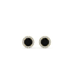 Load image into Gallery viewer, classic-halo-diamond-stud-earrings-with-black-diamond-in-yellow-gold-FDEAR10985ROGBLACKANGLE1-1.00CT-NL-YG