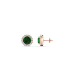 Load image into Gallery viewer, classic-halo-diamond-stud-earrings-with-emerald-in-rose-gold-FDEAR10985ROGEMGRANGLE1-1.00CT-NL-RG