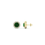 Load image into Gallery viewer, classic-halo-diamond-stud-earrings-with-emerald-in-yellow-gold-FDEAR10985ROGEMGRANGLE1-1.00CT-NL-YG