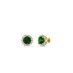 Load image into Gallery viewer, classic-halo-diamond-stud-earrings-with-emerald-in-yellow-gold-FDEAR10985ROGEMGRANGLE1-1.00CT-NL-YG