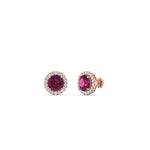 Load image into Gallery viewer, classic-halo-diamond-stud-earrings-with-pink-sapphire-in-rose-gold-FDEAR10985ROGSADRPIANGLE1-1.00CT-NL-RG