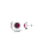 Load image into Gallery viewer, classic-halo-diamond-stud-earrings-with-pink-sapphire-in-white-gold-FDEAR10985ROGSADRPIANGLE1-1.00CT-NL-WG