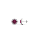 Load image into Gallery viewer, classic-halo-diamond-stud-earrings-with-pink-sapphire-in-white-gold-FDEAR10985ROGSADRPIANGLE1-1.00CT-NL-WG