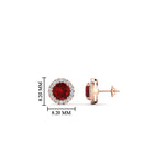 Load image into Gallery viewer, classic-halo-diamond-stud-earrings-with-ruby-in-rose-gold-FDEAR10985ROGRUDRANGLE1-1.00CT-NL-RG