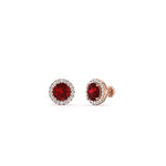 Load image into Gallery viewer, classic-halo-diamond-stud-earrings-with-ruby-in-rose-gold-FDEAR10985ROGRUDRANGLE1-1.00CT-NL-RG