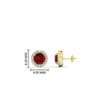Load image into Gallery viewer, classic-halo-diamond-stud-earrings-with-ruby-in-yellow-gold-FDEAR10985ROGRUDRANGLE1-1.00CT-NL-YG