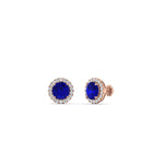 Load image into Gallery viewer, classic-halo-diamond-stud-earrings-with-sapphire-in-rose-gold-FDEAR10985ROGSABLANGLE1-1.00CT-NL-RG