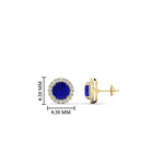 Load image into Gallery viewer, classic-halo-diamond-stud-earrings-with-sapphire-in-yellow-gold-FDEAR10985ROGSABLANGLE1-1.00CT-NL-YG