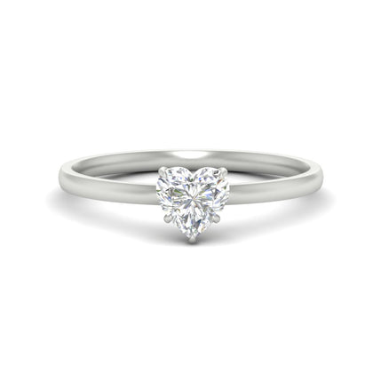 Heart Shaped 4 Prong Classic Simple Solitaire Ring