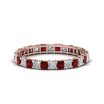 Load image into Gallery viewer, classic-princess-cut-diamond-eternity-ring-2-carat-with-ruby-in-rose-gold-FDEWB8675PR-2.0CTGRUDR-NL-RG
