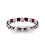 Load image into Gallery viewer, classic-princess-cut-diamond-eternity-ring-2-carat-with-ruby-in-white-gold-FDEWB8675PR-2.0CTGRUDRANGLE5-NL-WG