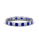 Load image into Gallery viewer, classic-princess-cut-diamond-eternity-ring-2-carat-with-sapphire-in-white-gold-FDEWB8675PR-2.0CTGSABL-NL-WG